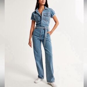 Abercrombie & Fitch Medium Wash Denim Jumpsuit